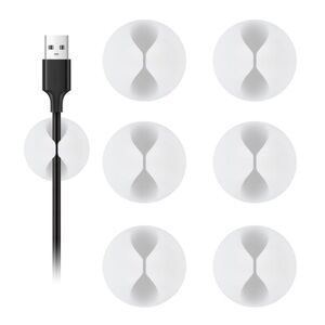 💞 New Pack of 6 White Adhesive Cord & Cable Organizer Clips for Home & Auto